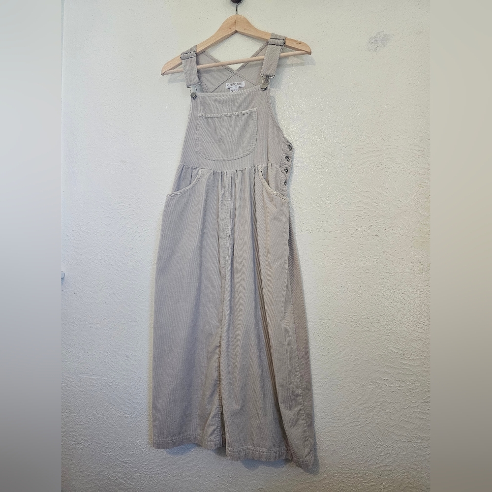 Vintage Cherokee Taupe Corduroy Overall Midi Dress